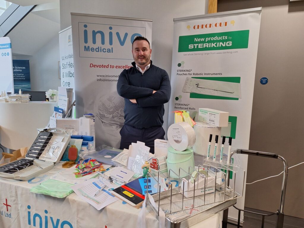 Jamie Dunne mans the Inivo Medical Ltd. Booth at University Hospital Limerick’s for its annual UHL Endoscopy Education Day. 