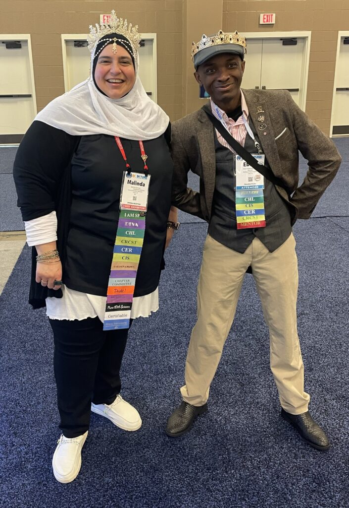 Elammari takes selfies with fellow “Crownies” at the HSPA’s 2024 Annual Meeting. 