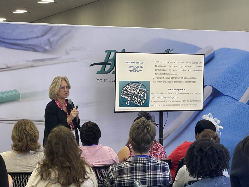 Angela Lewellyn, a voting committee member of the ANSI/AAMI standards and Co-Chair of ST 90, presents on ANSI/AAMI ST91:2015 Transporting Used Endoscopes. 