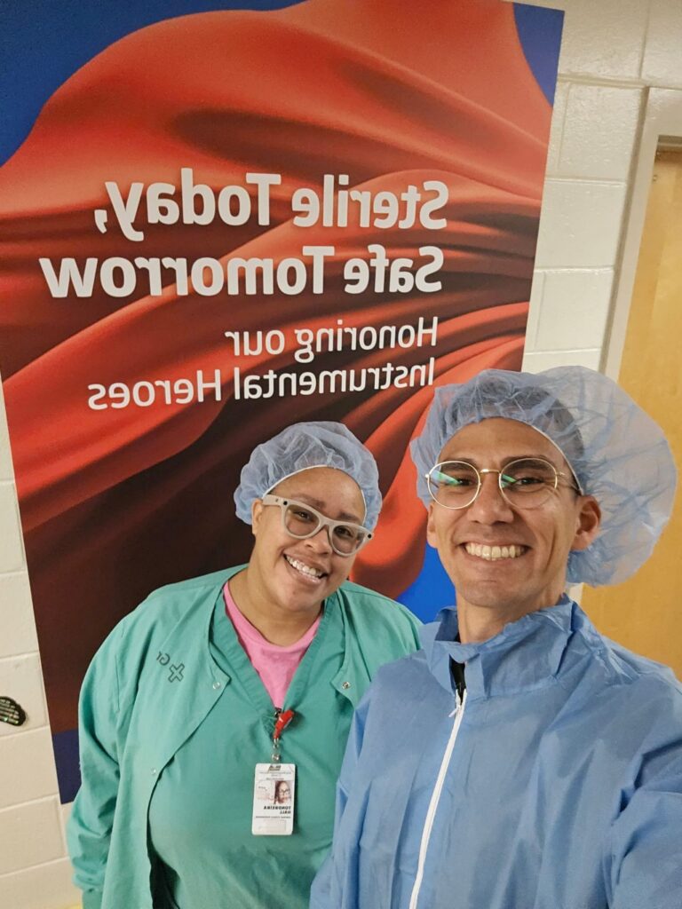 Tondreira Hall with a colleague at Grady Health System. 